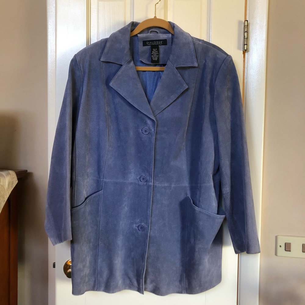 Genuine Blue Suede Jacket Blazer - 1X - Like New!
